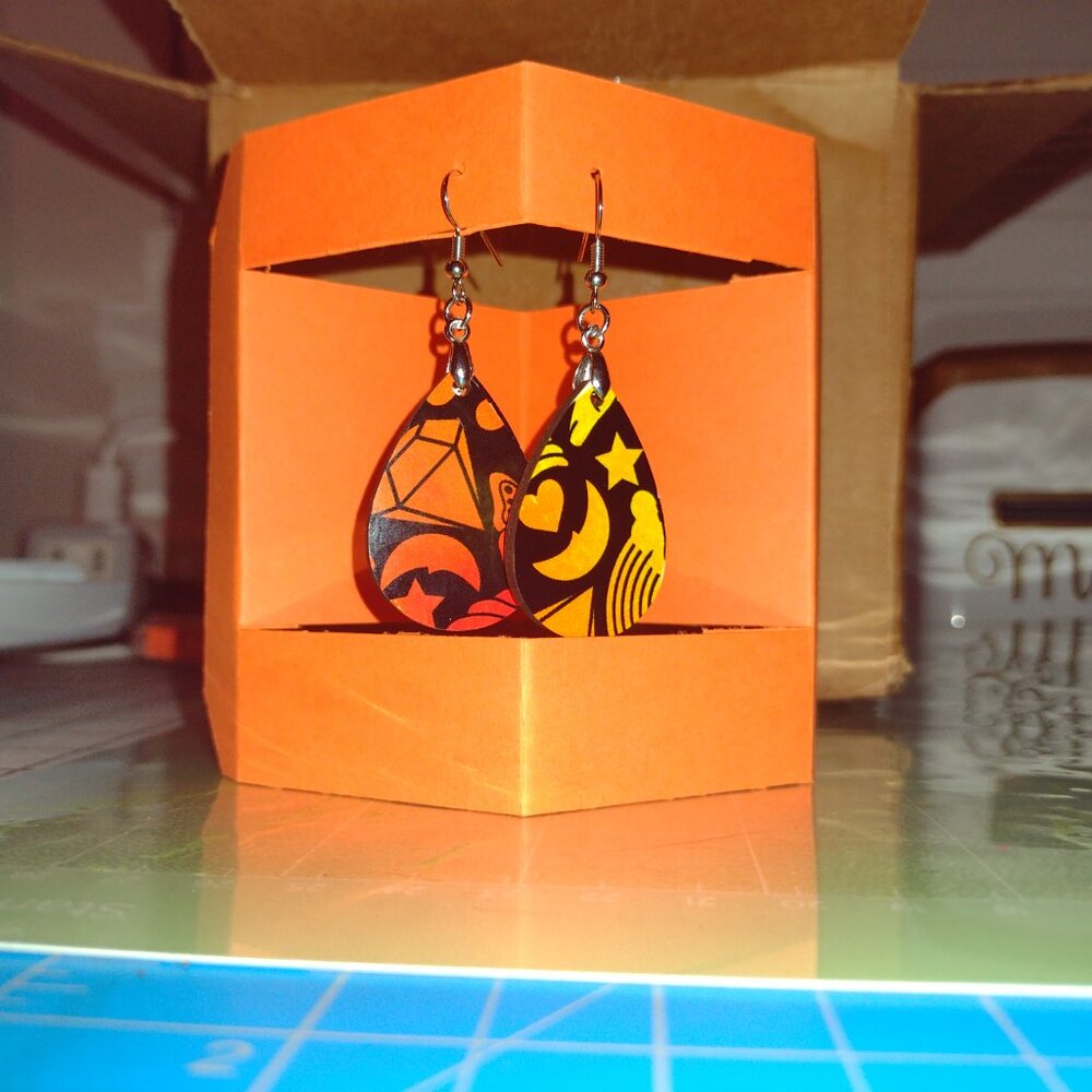 teardrop celestial themed earrings